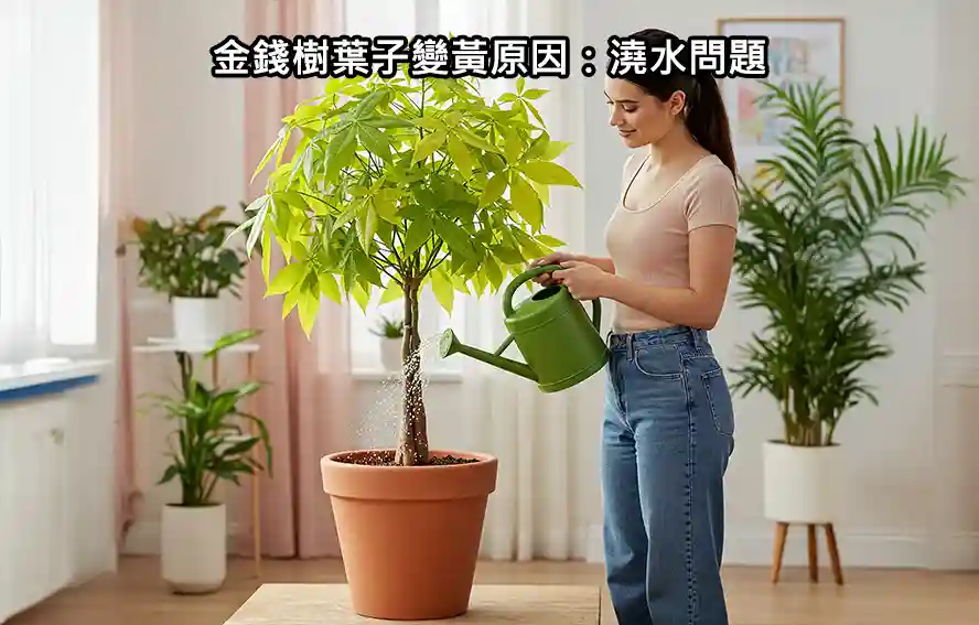 金錢樹葉子變黃原因:澆水問題