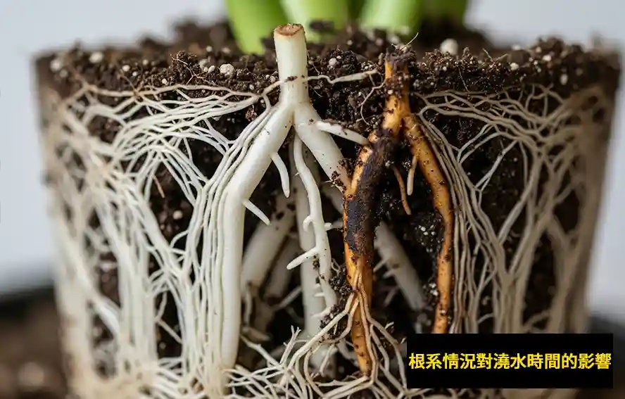 根系情況對澆水時間的影響